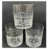 Vintage Glazze Crystal Pitcher with Three Lowball Tumblers