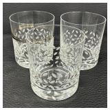 Vintage Glazze Crystal Pitcher with Three Lowball Tumblers