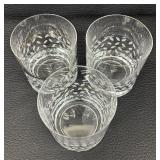 Vintage Glazze Crystal Pitcher with Three Lowball Tumblers