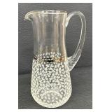 Vintage Glazze Crystal Pitcher with Three Lowball Tumblers