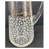 Vintage Glazze Crystal Pitcher with Three Lowball Tumblers