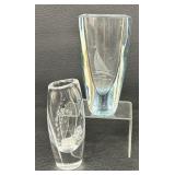 Two Vintage Signed Etched Crystal Vases by Kosta Boda and More