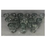 14 Vintage Blenko Charcoal Crackle Indented Glasses