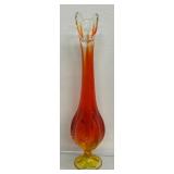 Vintage Viking Glass Amberina Swung Vase