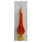 Vintage Viking Glass Amberina Swung Vase