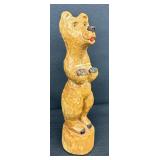 Hand Carved Wooden Bear and Viking Figurines