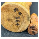 Hand Carved Wooden Bear and Viking Figurines