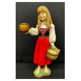 Vintage Candy Designs Norway Girl Wood Bucket Candle Holder 9.5"