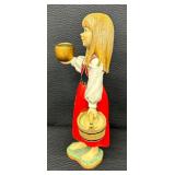 Vintage Candy Designs Norway Girl Wood Bucket Candle Holder 9.5"