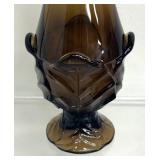 Vintage Viking Four Petal Glass Swung Amber Brown Glass Vase