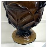 Vintage Viking Four Petal Glass Swung Amber Brown Glass Vase