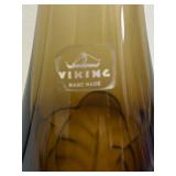 Vintage Viking Four Petal Glass Swung Amber Brown Glass Vase