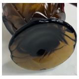 Vintage Viking Four Petal Glass Swung Amber Brown Glass Vase