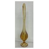 Vintage Amber Glass Swung Vase