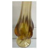 Vintage Amber Glass Swung Vase