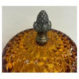 Vintage Indian Glass Amber Glass Lidded Candy Dish