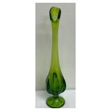 Vintage Viking Glass Avocado Green Swung Vase