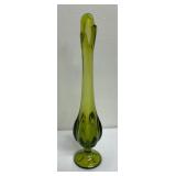 Vintage Viking Glass Avocado Green Swung Vase