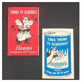 Hamms Beer Minnesota Twins Baseball Schedule Pamphlets including the 1964 Season