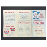Vintage 1962 and 1963 Minnesota Twins Baseball Schedule Pamphlets