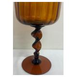 Vintage Mid Century Empoli Amber Glass Pedestal Candy Dish, Footed Bowl and More!