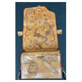 Vintage Western Red Hand Tooled Leather Reversible Handbag / Clutch Purse