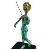 Vintage Malcolm Moran Mid Century Bronze Statue of a Boy with a Kite
