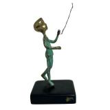 Vintage Malcolm Moran Mid Century Bronze Statue of a Boy with a Kite