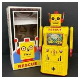 Vintage Rescue Tin Metal Robot R-1 with Bum N