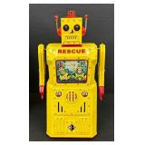 Vintage Rescue Tin Metal Robot R-1 with Bum N