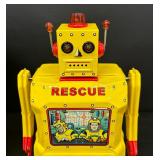 Vintage Rescue Tin Metal Robot R-1 with Bum N