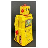 Vintage Rescue Tin Metal Robot R-1 with Bum N