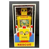 Vintage Rescue Tin Metal Robot R-1 with Bum N