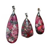 Three Brecciated Jasper Cabochon Pendants