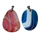 Blue Banded Polished Agate Pendant & Pink Polished Banded Agate Pendant