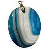 Blue Banded Polished Agate Pendant & Pink Polished Banded Agate Pendant