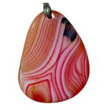 Blue Banded Polished Agate Pendant & Pink Polished Banded Agate Pendant