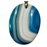 Blue Banded Polished Agate Pendant & Pink Polished Banded Agate Pendant