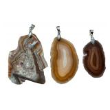 Polished Agate Pendants including a Beautiful Polished Lace Agate Pendant