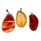 Beautiful Polished Agate Slice Pendants