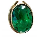 Sterling Silver Faceted Green Gemstone Cabochon Necklace