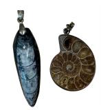 Orthoceras and Ammonite Fossil Pendants
