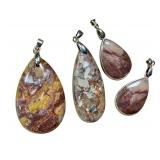 Four Jasper Gemstone Cabochon Pendants