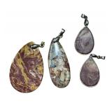 Four Jasper Gemstone Cabochon Pendants