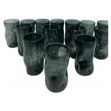 14 Vintage Blenko Charcoal Crackle Indented Glasses
