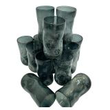 14 Vintage Blenko Charcoal Crackle Indented Glasses