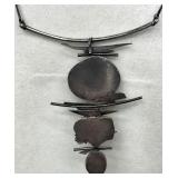 Lovely Artisan Rock and Silver Necklace - Signed