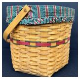 Longaberger Large Christmas Basket with Plaid Liner and Plastic Insert - 1997