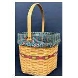 Longaberger Large Christmas Basket with Plaid Liner and Plastic Insert - 1997