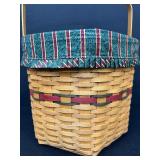 Longaberger Large Christmas Basket with Plaid Liner and Plastic Insert - 1997